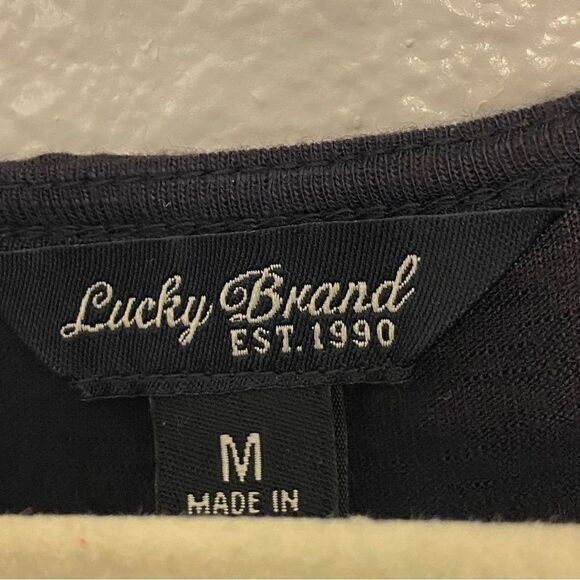 Lucky Brand boho Y2K black 100% viscose sleeveless blouse top romantic goth -M - Picture 5 of 11